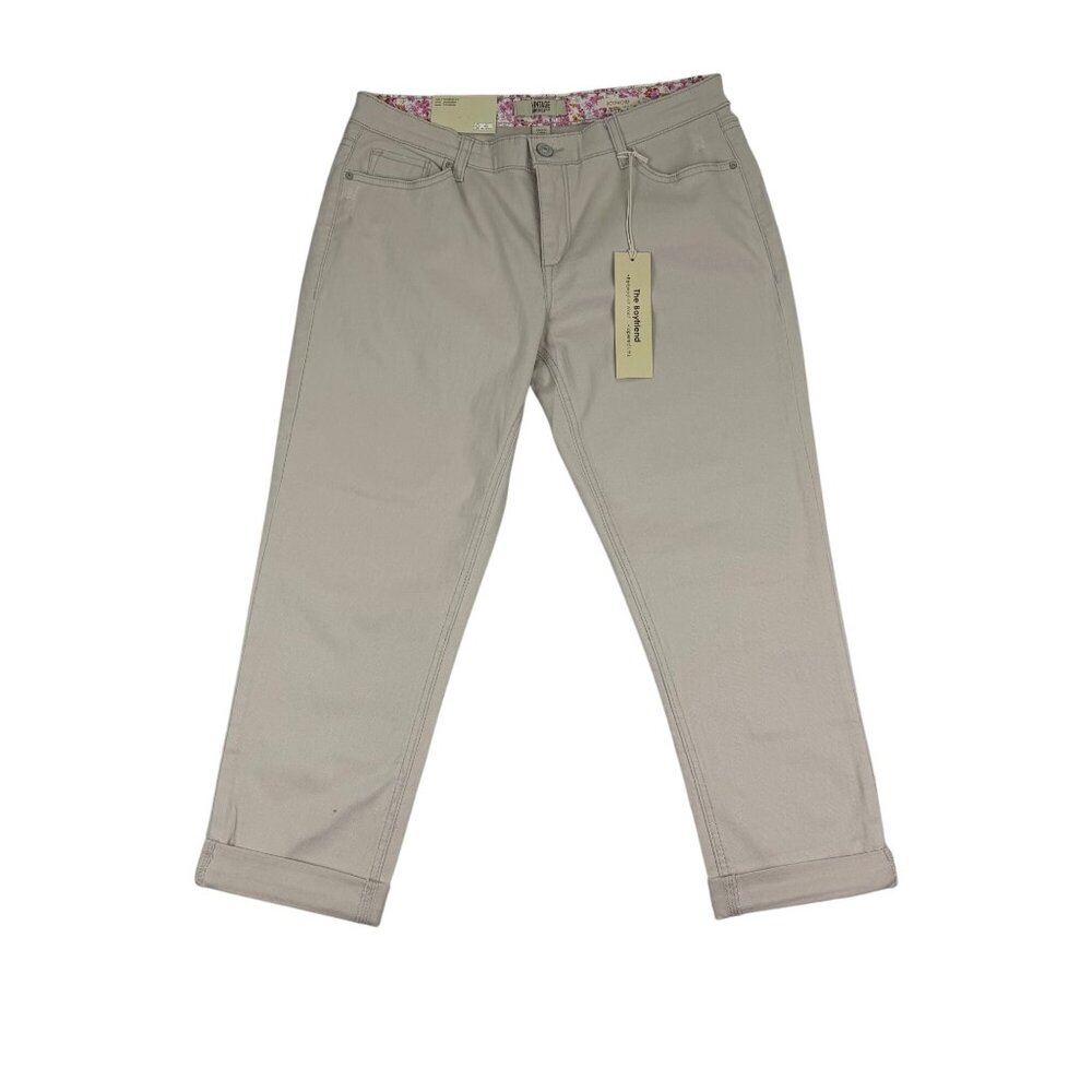 Vintage America Womens Sand Cotton/Spandex Boyfriend Pants Casual Fit Size 6/28